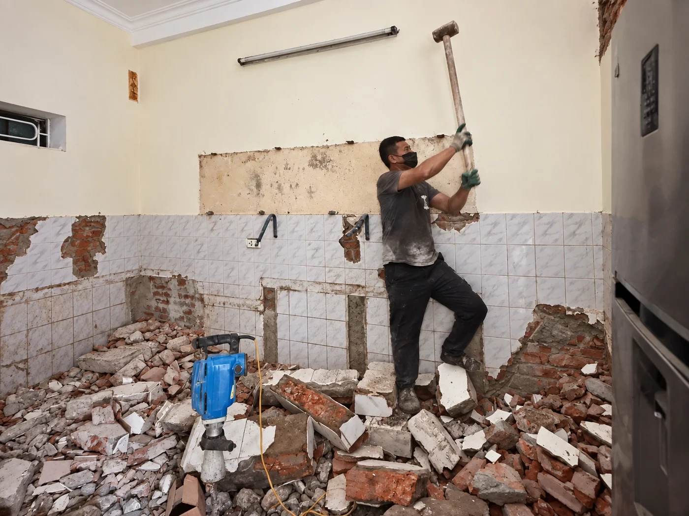 Tháo dỡ các hạng mục cũ trước khi cải tạo nhà phố